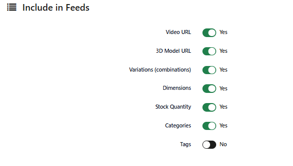 Product Selection for Feeds