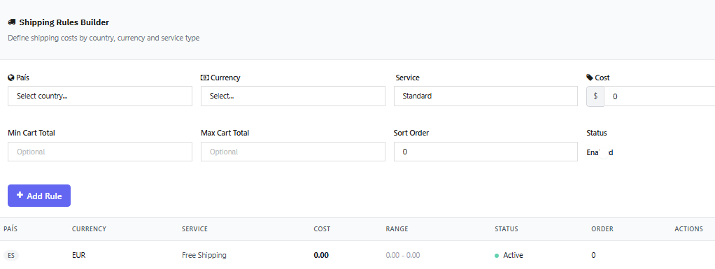Shipping Rules Builder